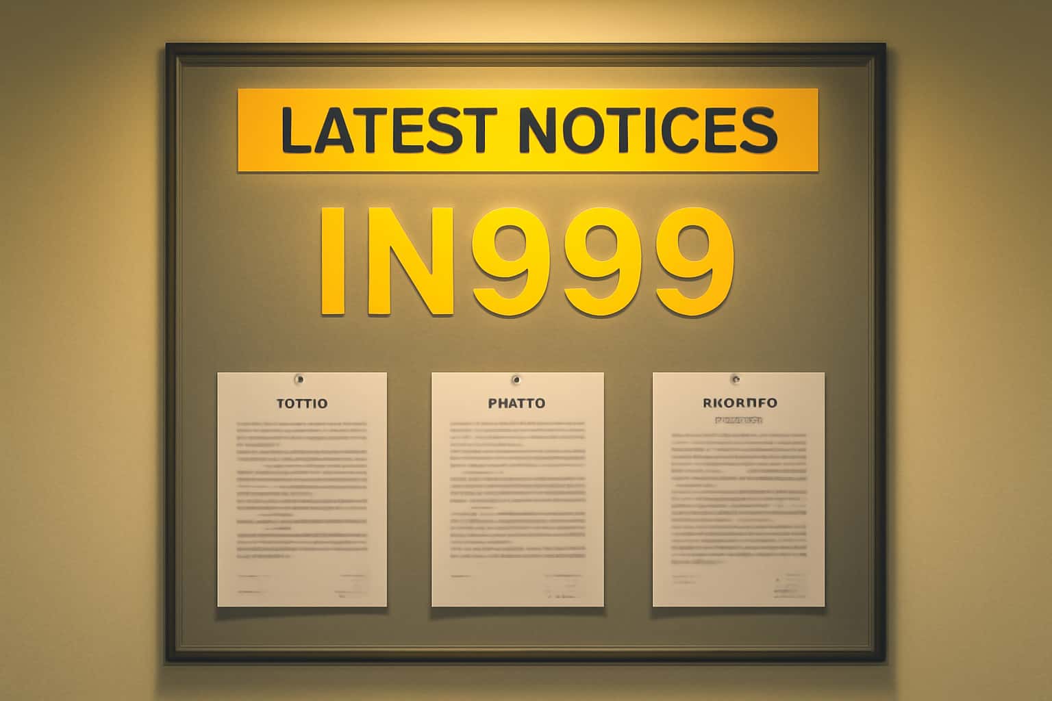 Visual representation of the Latest IN999 Notices with relevant text.