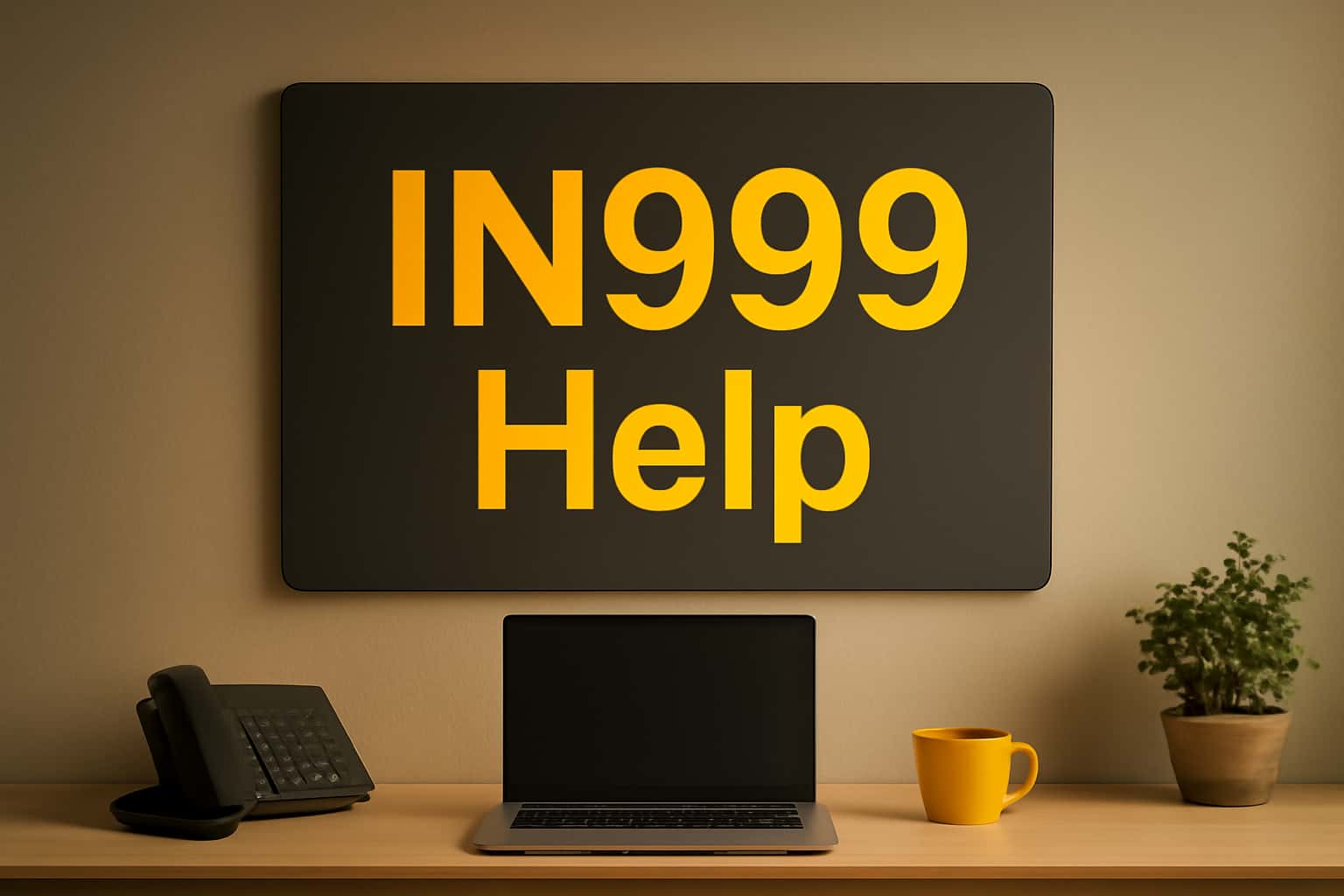 A neutral informational scene illustrating the IN999 Help resources.