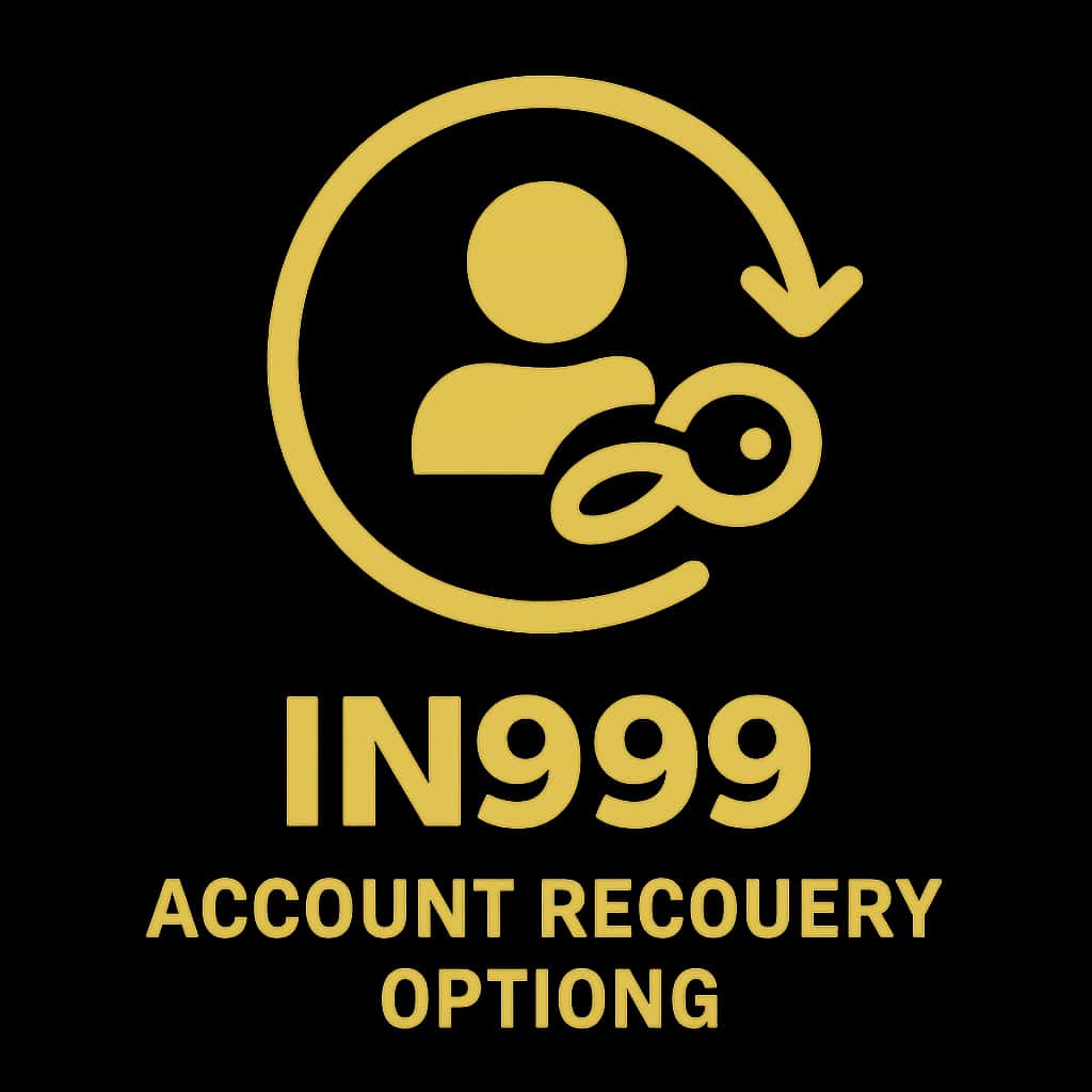 Simple badge illustrating IN999 Account Recovery Options with secure design elements.