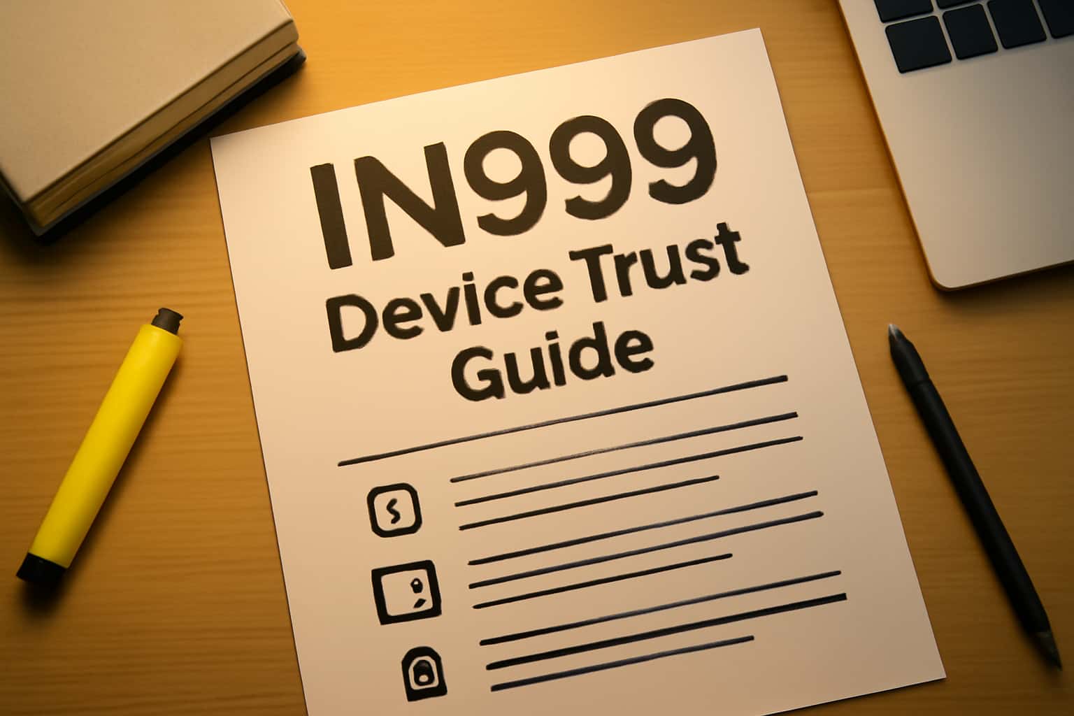IN999 Device Trust Guide promotional image showcasing the importance of secure device access.