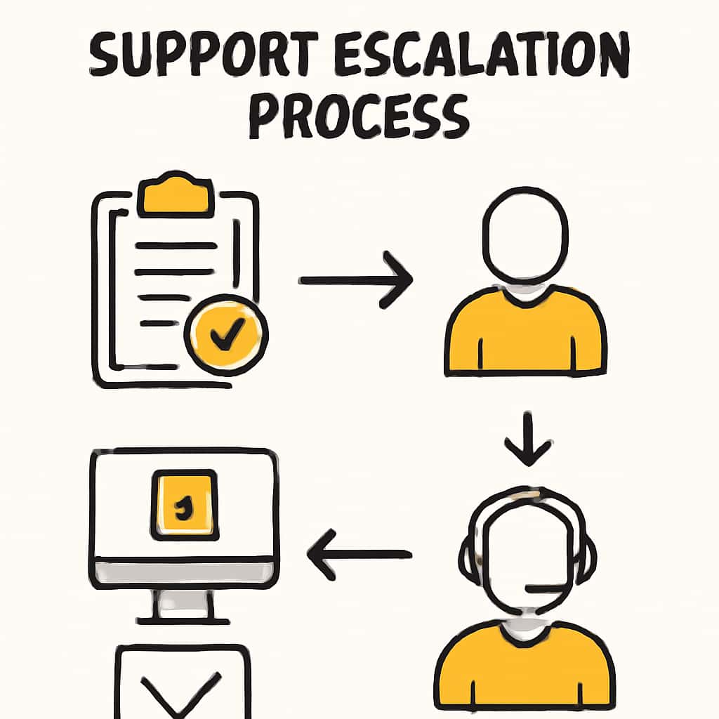 Diagram illustrating the IN999 Support Escalation Process.