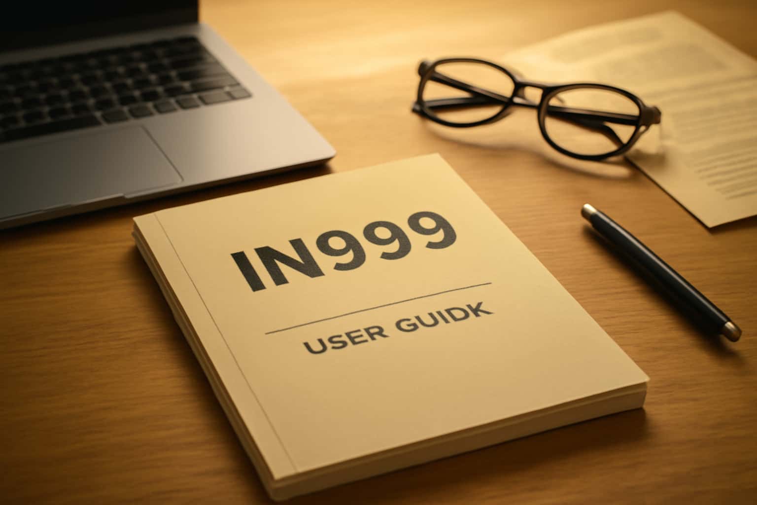 An informational scene depicting the User Guide for IN999.
